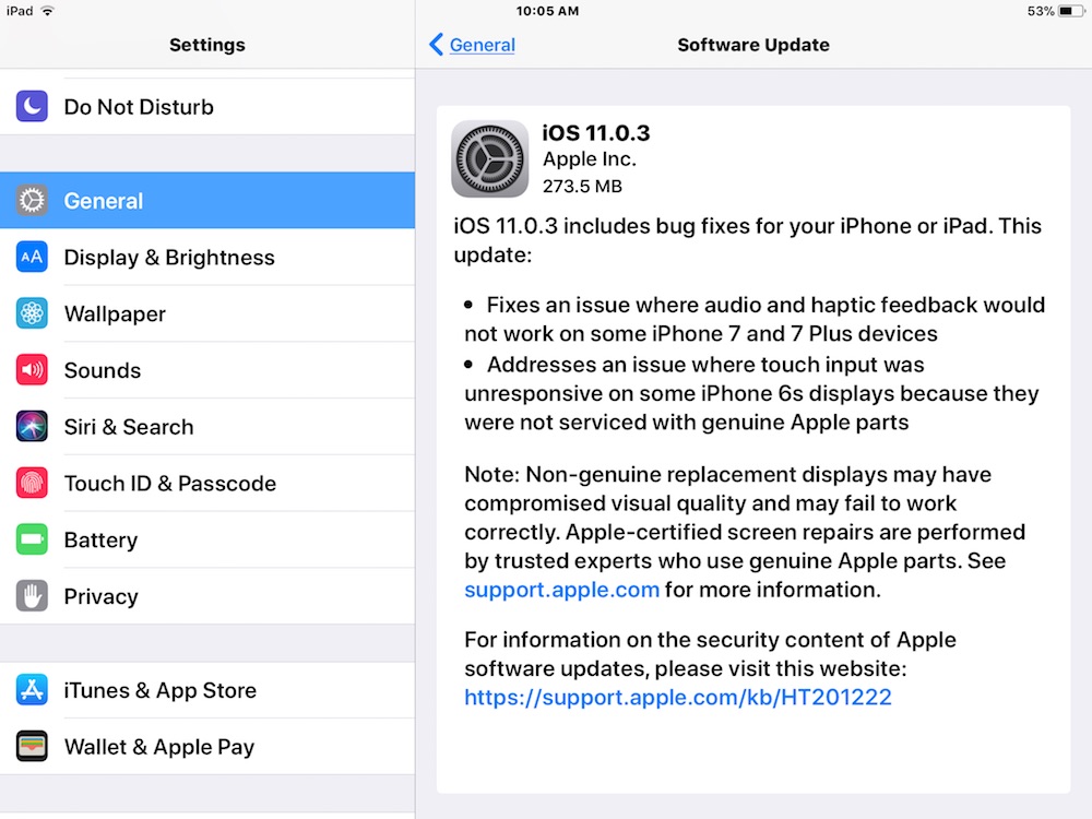 آپدیت iOS 11.0.3